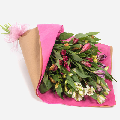 Wrap of Colour - This simply wrapped collection of long lasting Alstroemeria will make your message just that bit more special.