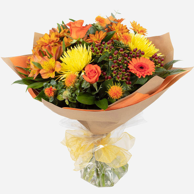 Horizon Sky - Looking for something a little different to send? Why not send an Autumnal themed delivery of beautiful flowers. This wonderfully wrapped hand-tied will be delivered filled with a fabulous selection of freshly picked blooms in the signature colours of the season.