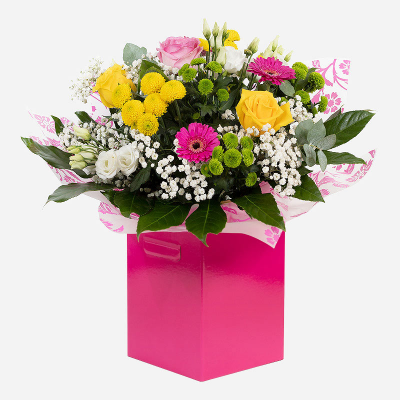 Mamma Mia - Make their day with this bright and vibrant collection of flowers, beautifully presented in a gift box / bag. Send your love with an exquisite delivery delivered same day when you order before 2pm.